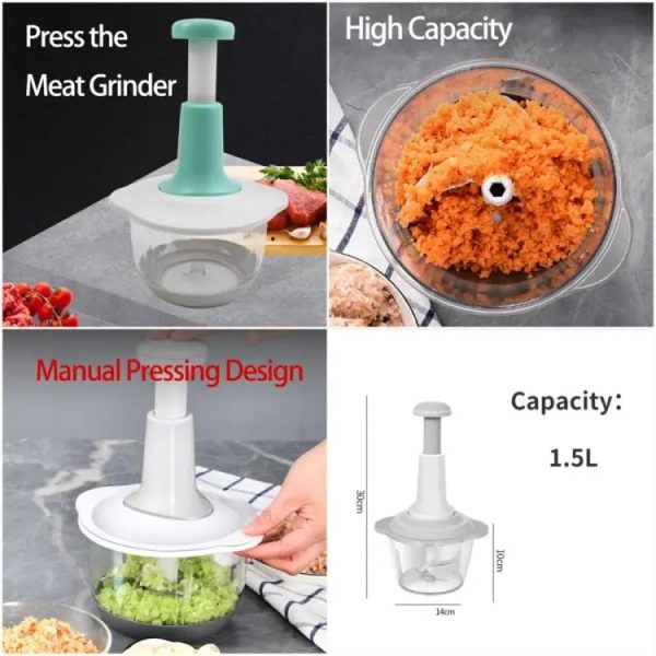 Manual Hand Push Chopper – Multi-Functional Kitchen Tool (1.5L)