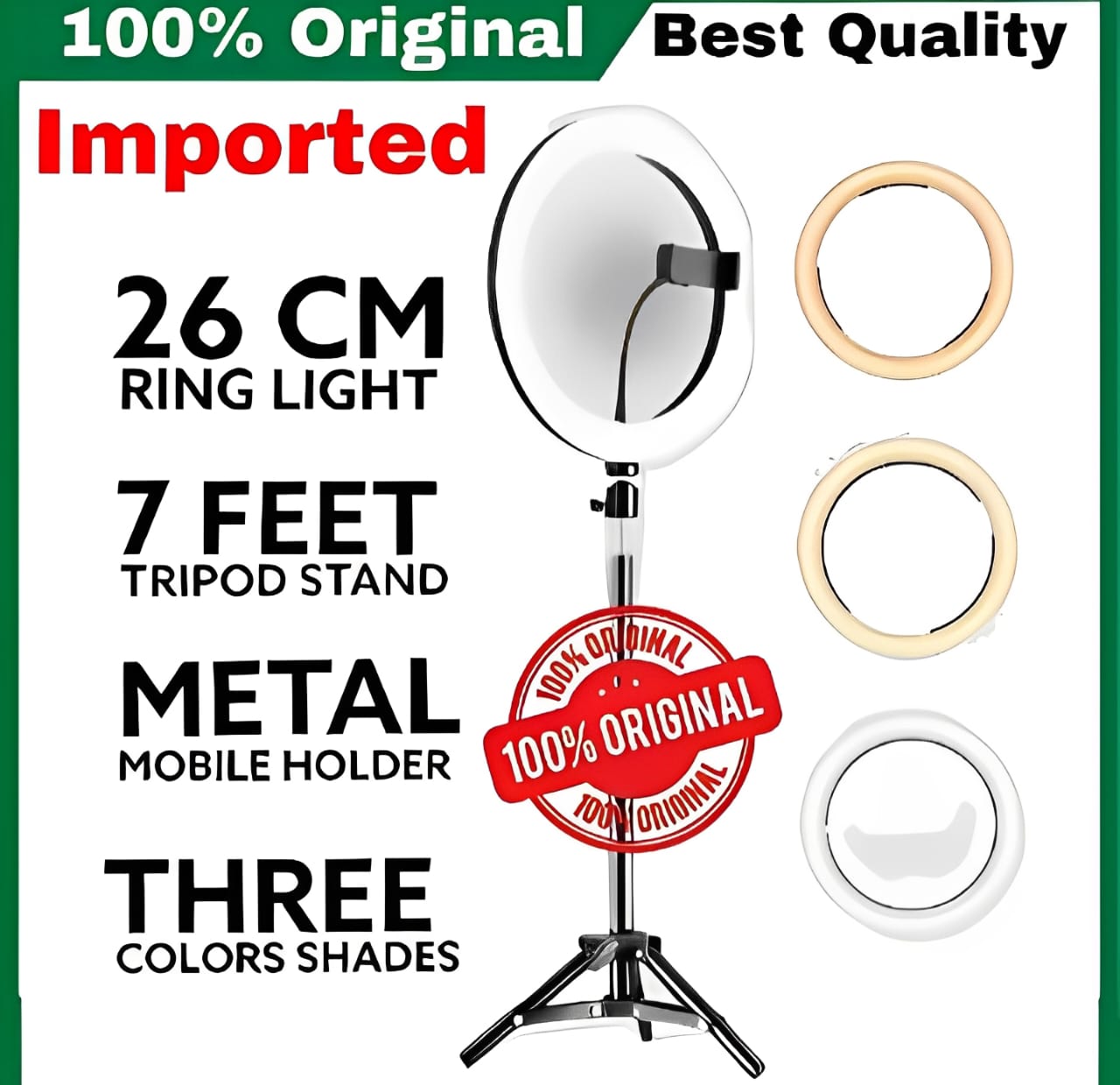 26CM LED Ring Light with Mobile Holder